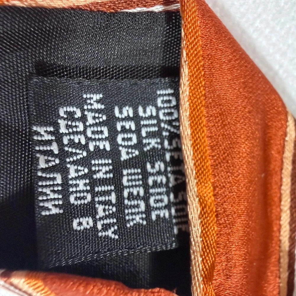 BOSS Hugo Boss 100% Silk Necktie Brown Orange Tan Designer Striped Made in Italy